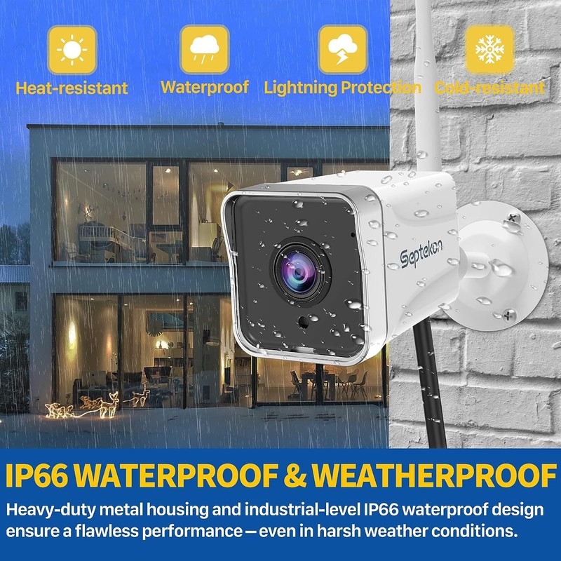 Septekon 4 Pack Outdoor Security Camera 2K，WiFi Cameras for 4 Pack, White gallery
