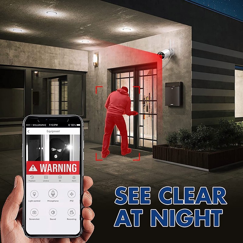 SmartSF 8CH Full HD NVR 2MP Video Audio Outdoor IR Wireless IP Security System gallery