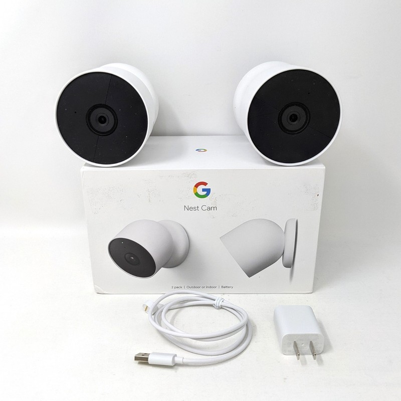 Google Nest Cam GA01894-US Indoor/Outdoor Camera Battery 2-Pack Snow – Open Box