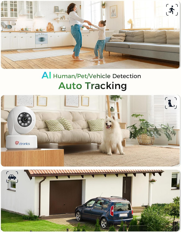4K Indoor Security Camera, Auto Tracking, Night Vision, AI Detection, 24/7 Recor gallery