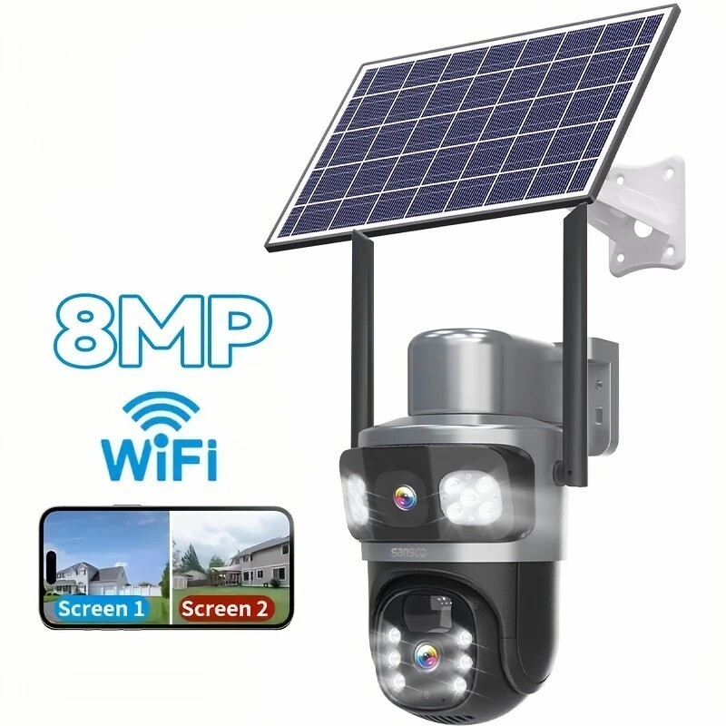4MP+4MP Solar Battery Wireless WiFi Outdoor Pan/Tilt Home Security Camera System