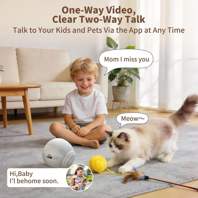 1080P Pet Camera Robot: Indoor Movable Home Security Camera with App Control, Ni gallery