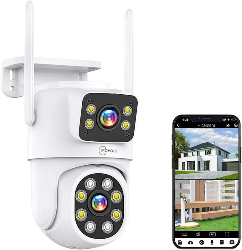 Wireless Security Camera Wifi 4MP Dual Lens Camera,2K HD PTZ Dome Camera