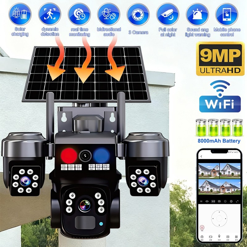 1-4PCS Camara De Seguridad Solar Inalambricas Para Exterior Con Vision Nocturna
