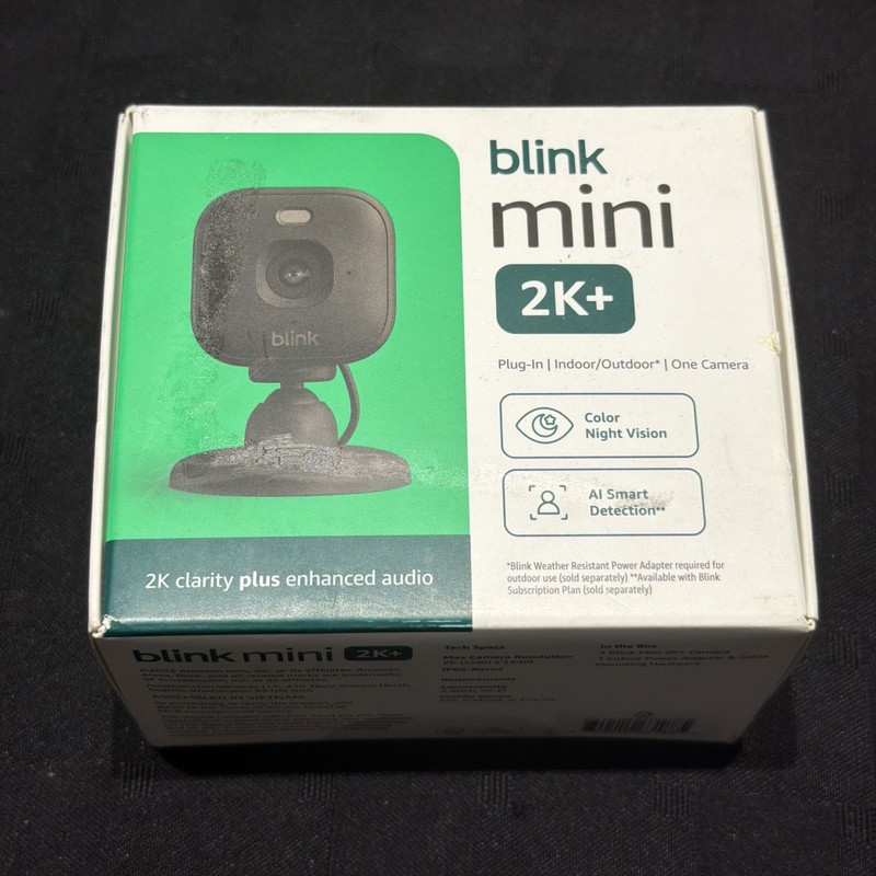 Blink Mini 2K+ Indoor Outdoor Plug-In Security Camera Color Night Vision Sealed gallery