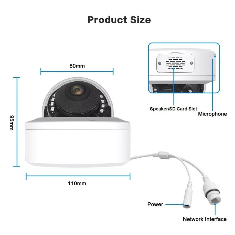 8MP PoE Fisheye Panoramic Dome Camera Built-in MIC/Speaker/SD Card Slot gallery