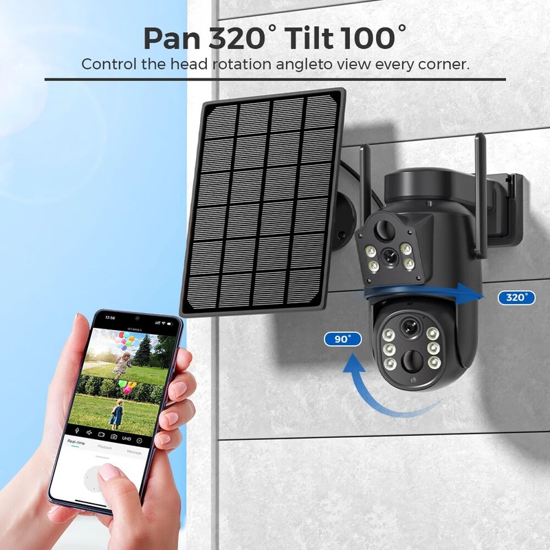 4K HD Solar WiFi Camera Outdoor Built-in Battery 2K Security Solar Panel CCTV gallery