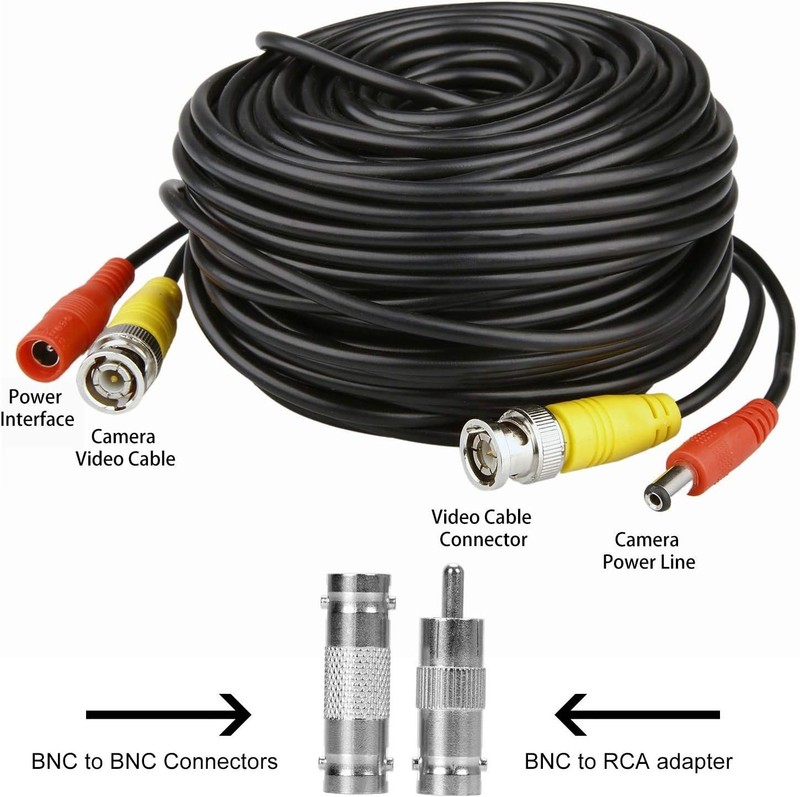 4 Pack 100ft BNC Video Power Cable, Security Camera Wire Cord 100ft-Black gallery