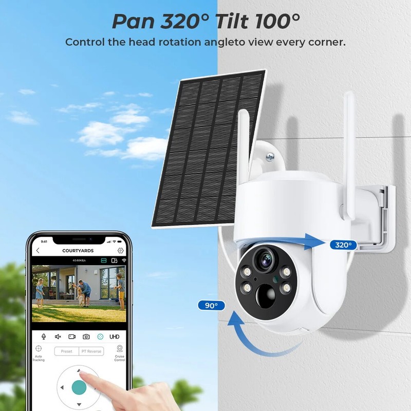 WiFi PTZ Outdoor Wireless Solar IP Camera 4MP HD Video Surveillance Camera CCTV gallery