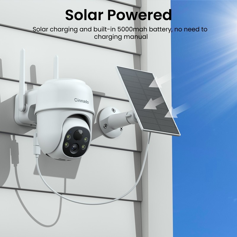 Cinnado 4MP 2K Wireless Solar Security Camera Outdoor Smart Home AI Detection gallery