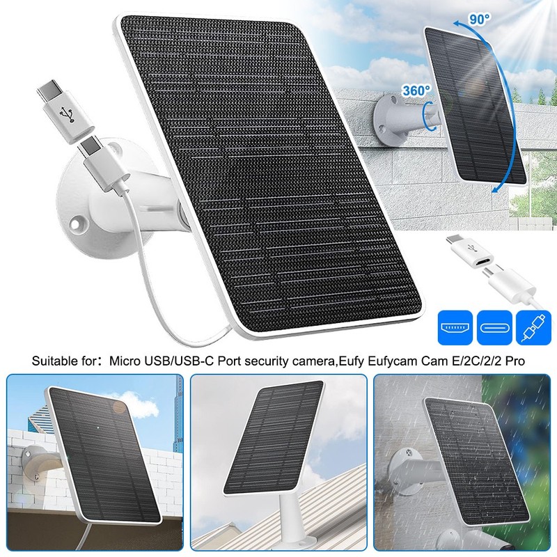 10W Waterproof 5V USB C Micro USB Wireless Security Camera Solar Panel Charger gallery
