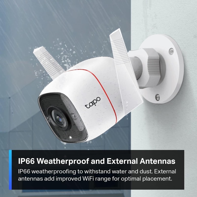 Tapo TP-Link 2K Security Camera Outdoor Wired, IP66 Weatherproof, 2K, White gallery