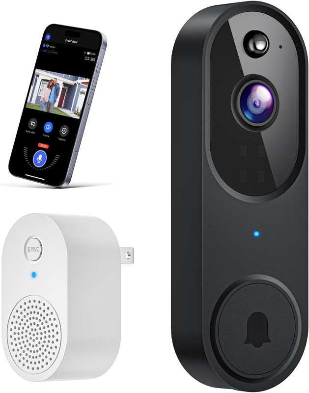 Wireless Wi-Fi Video Doorbell Camera with AI Motion Detection, Way Audio, Night