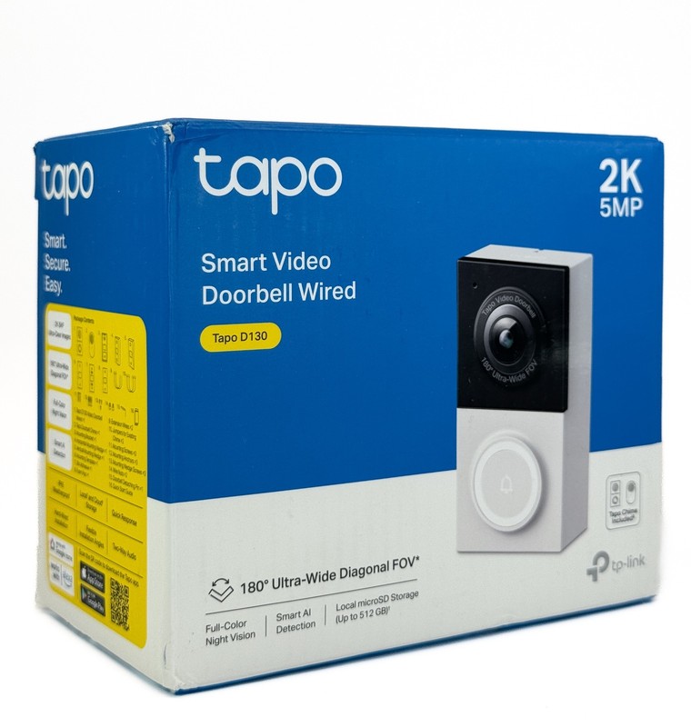 Tapo D130 2K Wired Video Doorbell 180° FOV Person Package Color Night