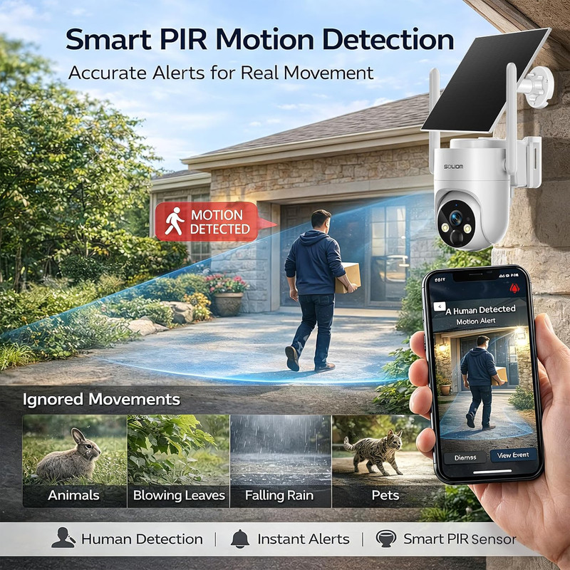 4G LTE Solar Security Camera, 2K Night Vision, 360° Pan & Tilt, No Wifi Needed gallery