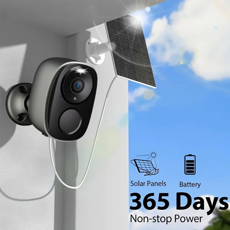 2 Pack Solar Outdoor Security Camera, Wireless Battery Powered, 2.4/5Ghz Wifi, 2 gallery