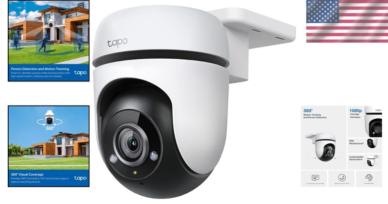 1080P Outdoor Pan/Tilt Wi-Fi Security Camera with 360° View & Motion Tracking gallery