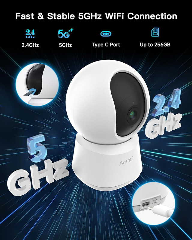 5G 4MP Pet Camera 2 Pack, No Subscription Indoor Security Camera for Dog/Cat/Bab gallery