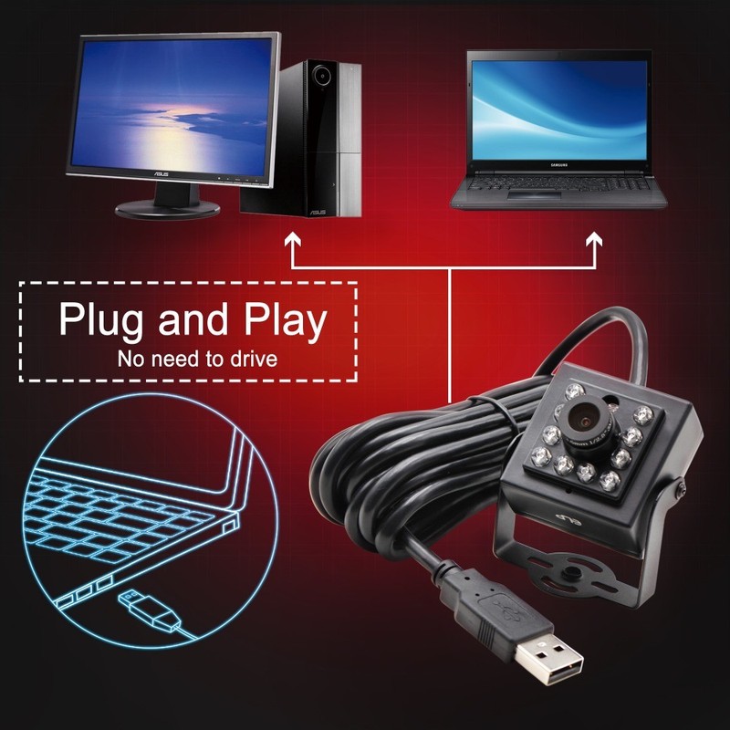 2MP Night Vision USB Camera w/ 8mm Lens1080P H.264 Network Mini Webcam for PC gallery