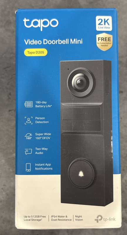 TP-LINK TAPO D205 VIDEO DOORBELL MINI WIRELESS SMART WIFI CAMERA