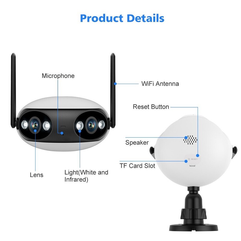 4MP PoE IP Security Camera Two-Way Audio Dual Lens 180° View Color Night CCTV gallery