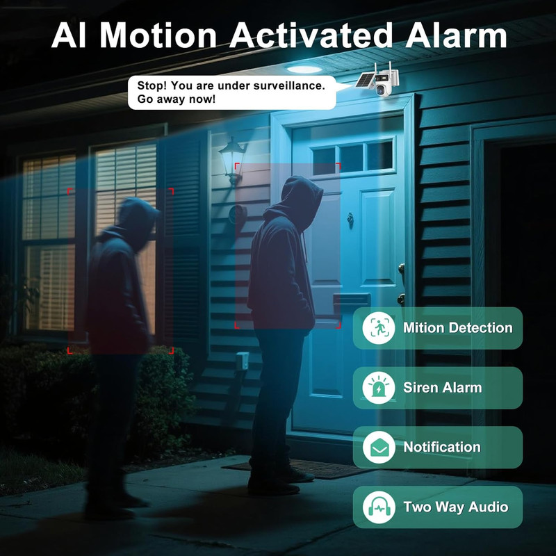 2K Solar Security Camera, 4G LTE, Dual Lens, 180-Day Data, Color Night Vision gallery