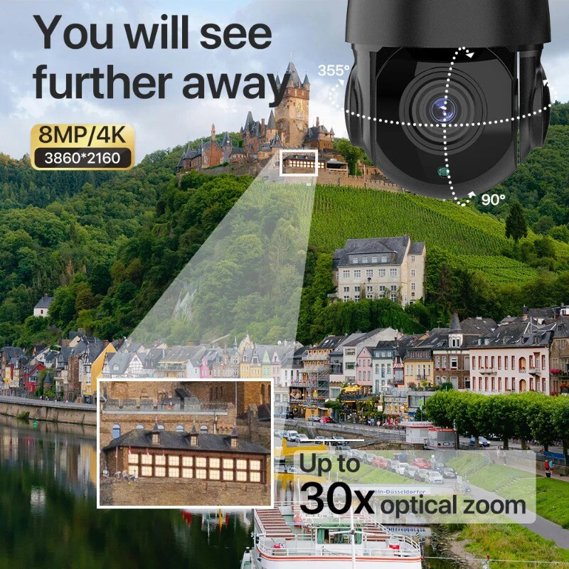 4K 8MP HD PTZ Camera WIFI POE Camera Outdoor AI Human Tracking CCTV Surveillance gallery