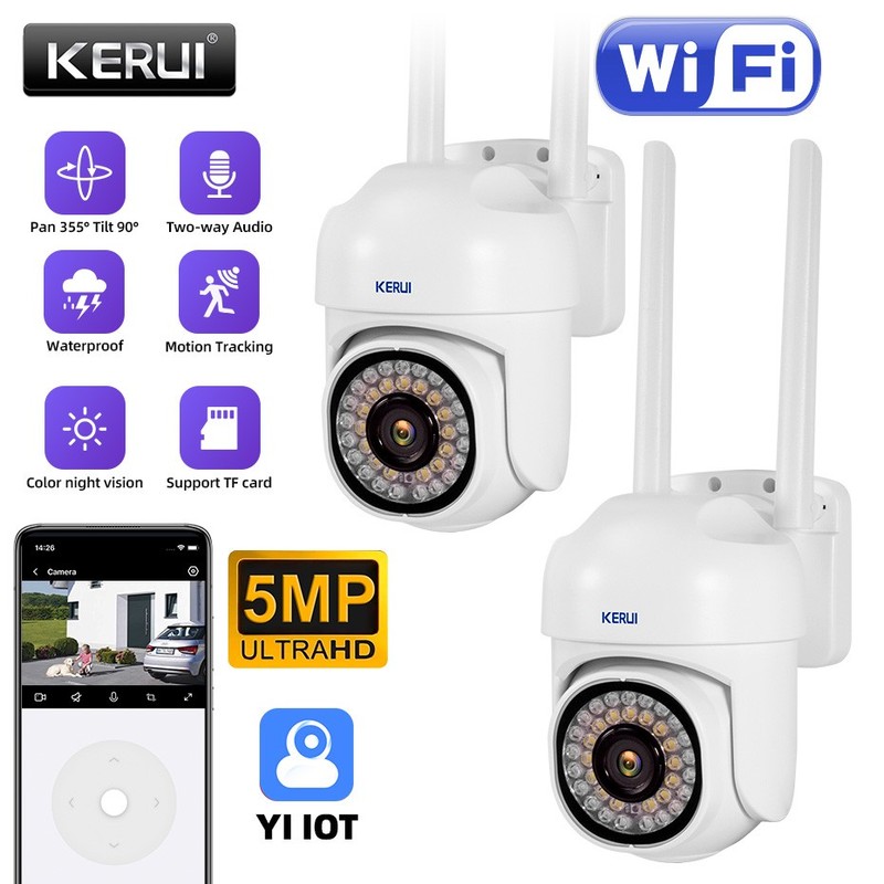2PCS Security Camera System 2.4G WiFi Smart Outdoor Night Vision 1080P Cam 5MP