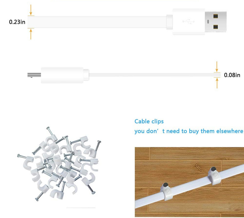 10FT USB to Micro USB Extension Power Cable 2 Pack Security Camera Flat Cord gallery