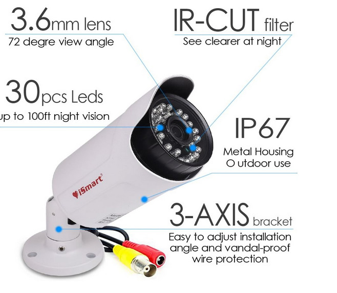I Smart High Surveillance System Home Security 8 Ch. w/ 4 Cameras & 500GB HD gallery