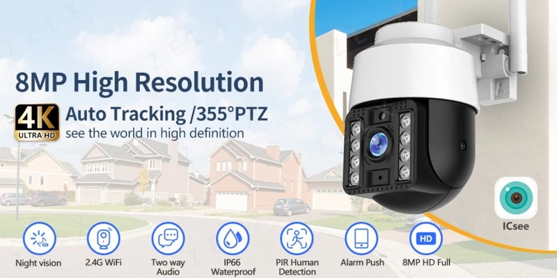 4MP 2K IP Camera Outdoor WiFi HD CCTV Security Cam AI Auto Tracking Surveillance gallery