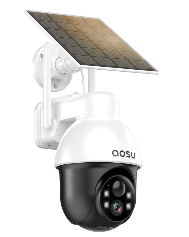 AOSU Solar Security Camera Wireless Outdoor with Panoramic PTZ, Human Auto Tr…