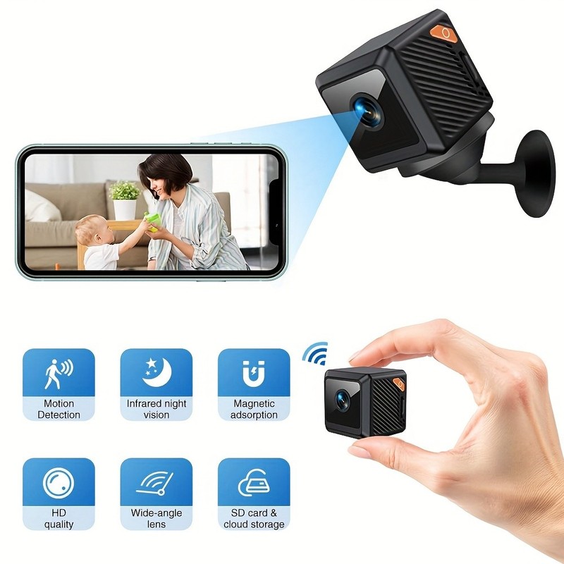 Mini Wireless Security Camera 1080P HD,WiFi Motion Detection Magnetic Mounting, gallery