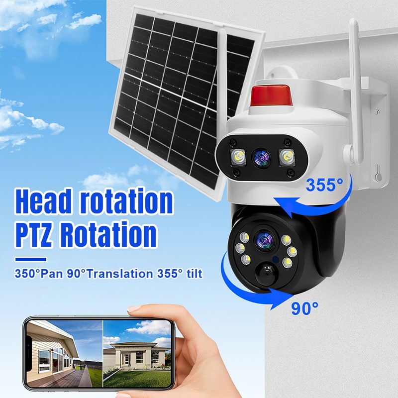 1-4Pack 1080P Solar Powered Security Camera Dual Lens Wireless WiFi IP Home CCTV gallery