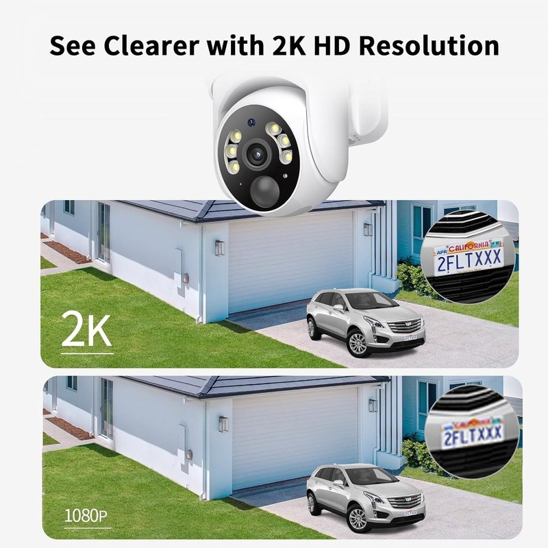 360° View Solar Outdoor Cameras - 2K HD, 2-Way Audio & Motion Alerts for Safety gallery