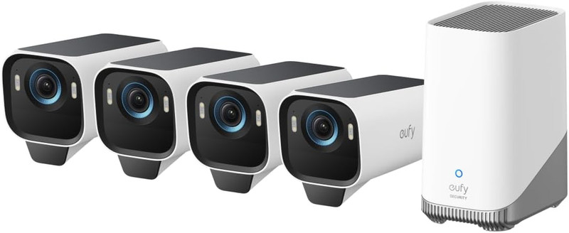 Eufy Security Eufycam S3 Pro 4-Cam Kit, Solar Camera Outdoor Wireless, Maxcolor