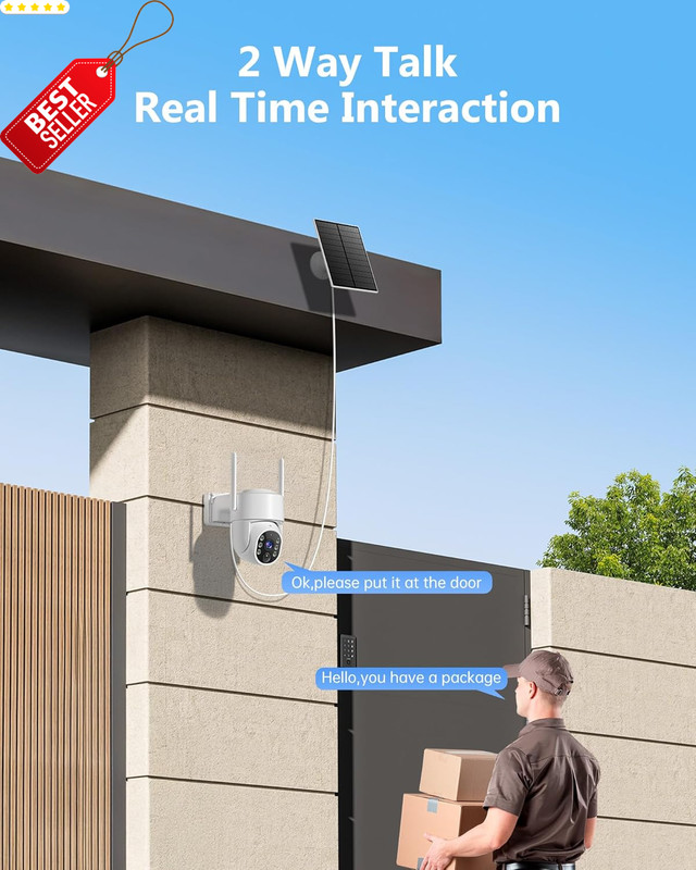 2Pack Solar Security Cameras Wireless Outdoor 2K PTZ 5G WiFi Night Vision - US gallery