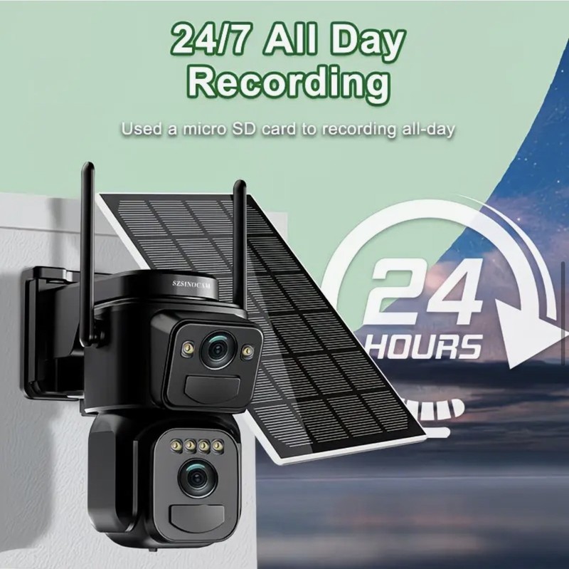10x Zoom Security Camera, 360° Degrees Wireless HD Night-Vision Solar-Powered gallery