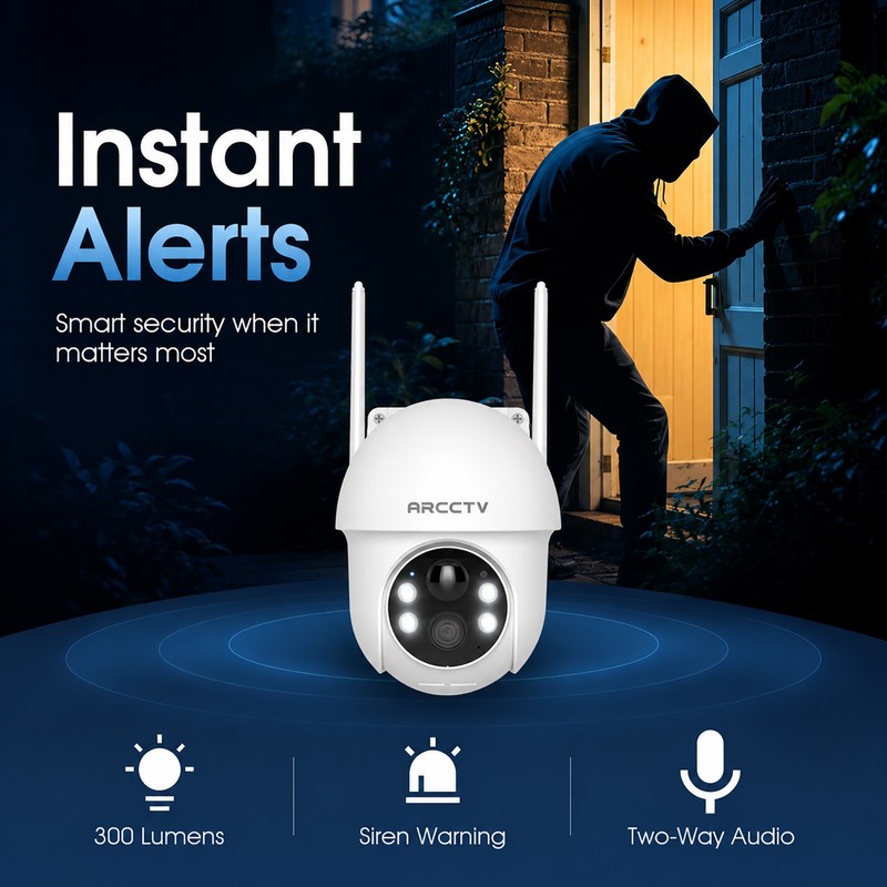 ARCCTV 4MP Wireless Security Camera Solar Battery Pan/Tilt WiFi Outdoor Audio IR gallery
