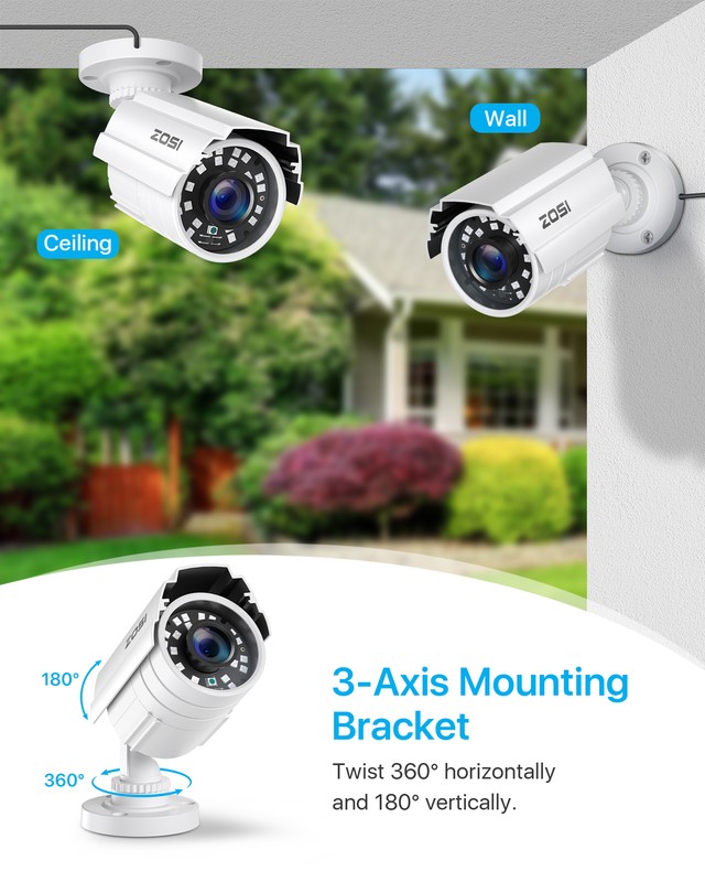 ZOSI 4PCS 1080P Home TVI Security CCTV Outdoor Bullet Cameras Night Vision gallery