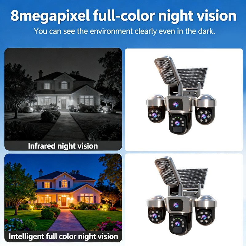 Wireless Solar Battery Powered WiFi Home Security Camera System Pan/Tilt Outdoor gallery