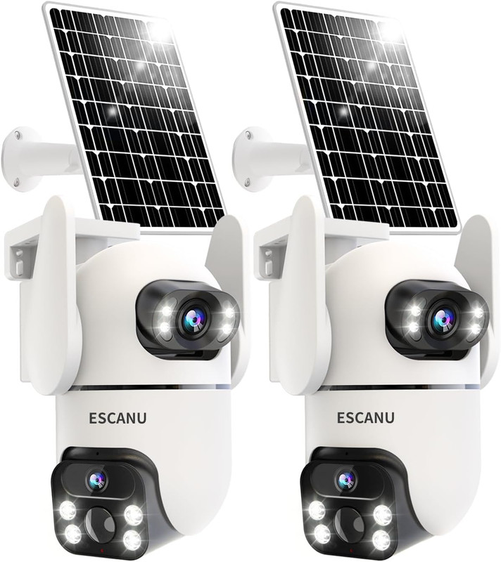 Solar Security Cameras Outdoor Wireless,Cameras for Home Security with Dual Lens