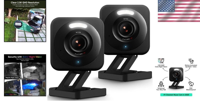 Weatherproof Security Cameras - 2.5K QHD with 512GB Local Storage 2 Pack gallery