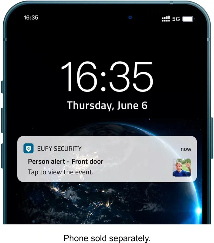 EUFY - Smart Wi-Fi Video Doorbell 2K Battery Operated/Wired with Chime gallery