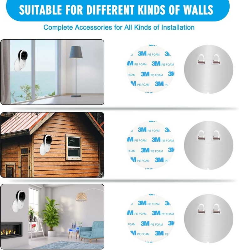 Versatile 4-Pack Wall Mounts for Yi Cameras - No Punching Installation Required gallery