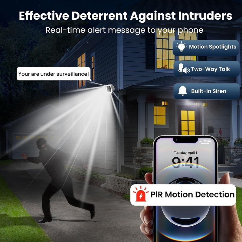 Advanced 2K Outdoor Security Camera - Integrated Spotlight, Siren & 2-Way Audio gallery