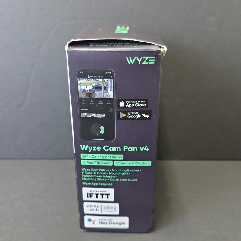 Wyze Cam Pan v4 4K Security Camera Color Night Vision Zoom Pan Tilt Open Box gallery