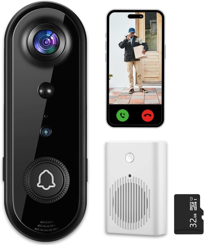 Doorbell Camera Wireless 2K,[ Head-to-Toe View ],No Monthly Fee, 3MP Video Do…