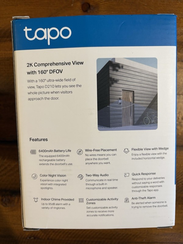 TP-Link Tapo Smart Video Doorbell Camera Wireless with Chime, 2K D210 White gallery