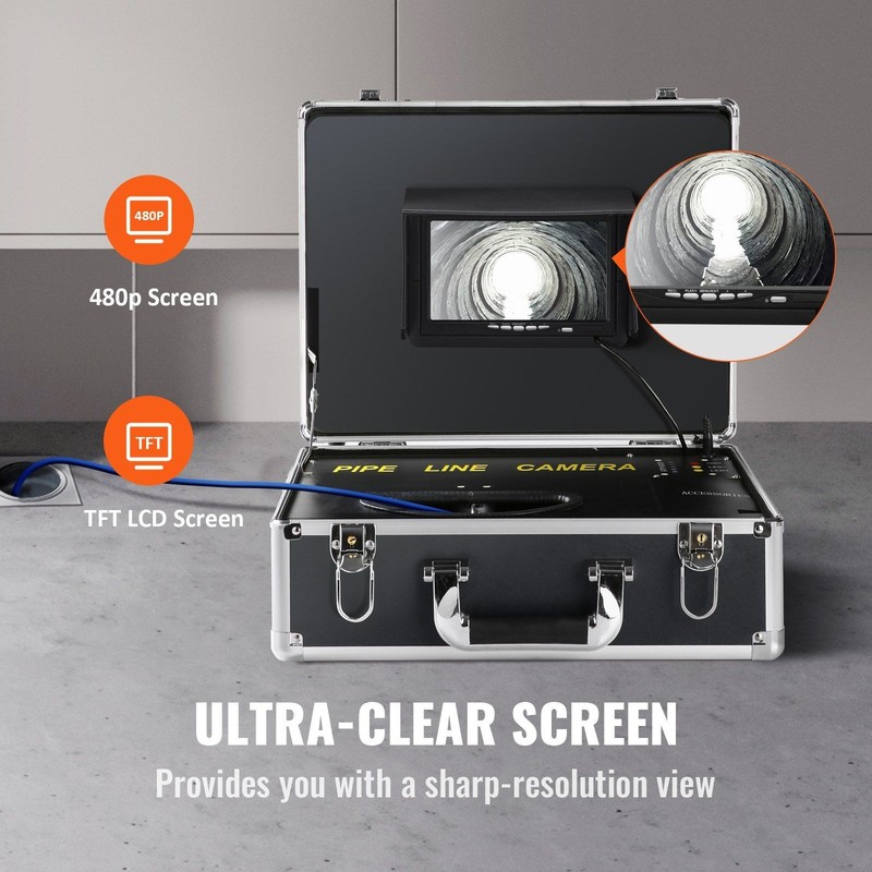7x30m 12LEDs IP68 Waterproof Sewer Camera & DVR 16GB 7in Screen gallery